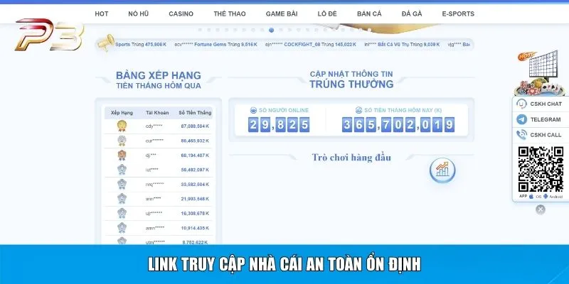 Link truy cập nhà cái an toàn ổn định